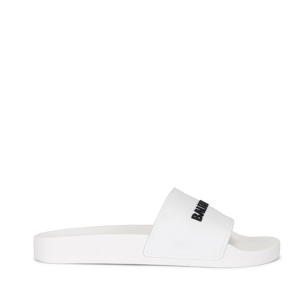 BALENCIAGA
Rubber Logo Pool Slides in White & Black - Picture 3 of 9